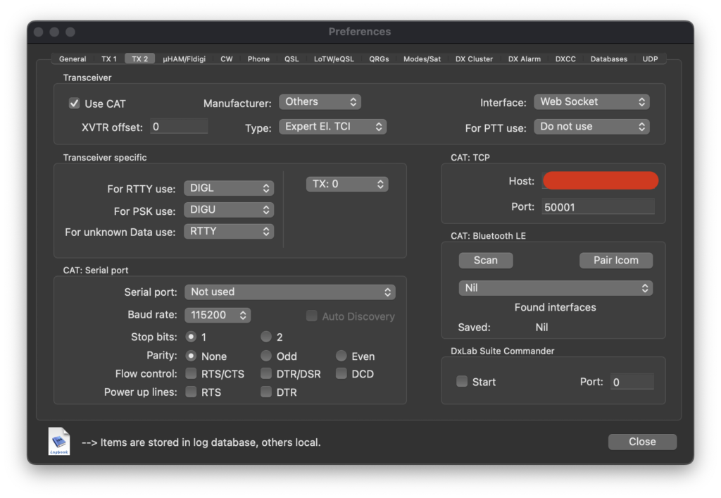 RUMlogNG settings