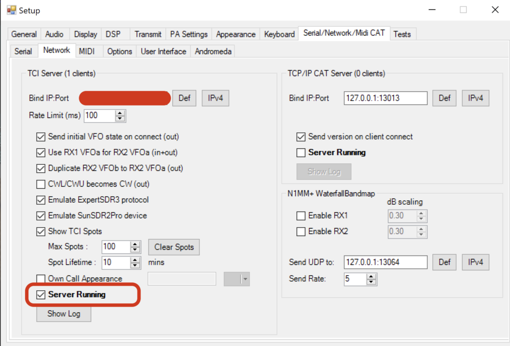 Thetis settings for TCI